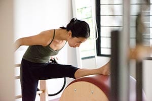 Stretching on the ladder barrel